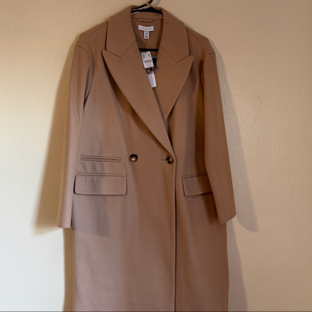 Topshop Tan Double-Breasted coat